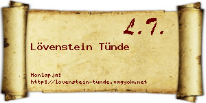 Lövenstein Tünde névjegykártya
